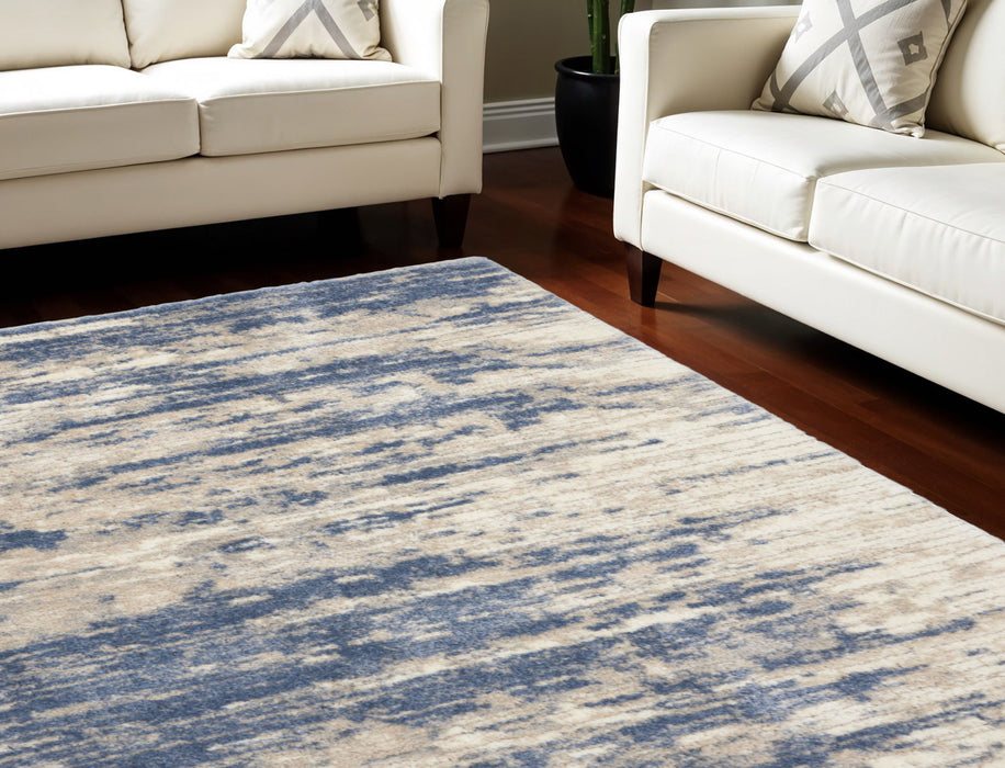 8' X 10' Abstract Shag Area Rug - Light Blue