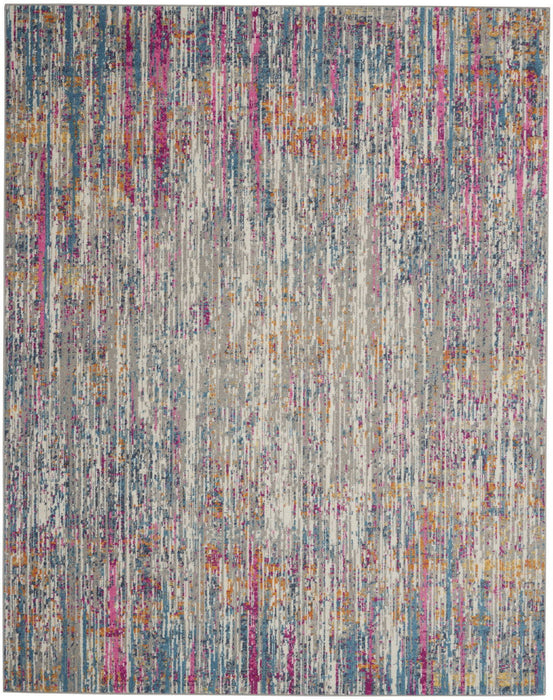 9' x 12' Abstract Power Loom Polypropylene Area Rug - Ivory
