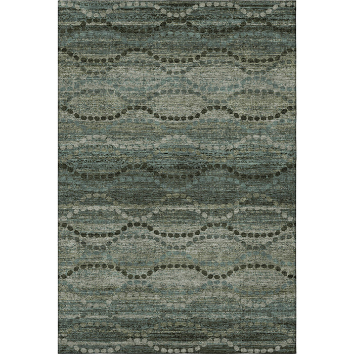 10' X 14' Abstract Geometric Washable Area Rug With UV Protection (715309) - Sage / Gray