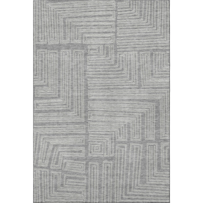 10' X 14' Geometric Washable Area Rug With UV Protection (681983) - Gray / Ivory