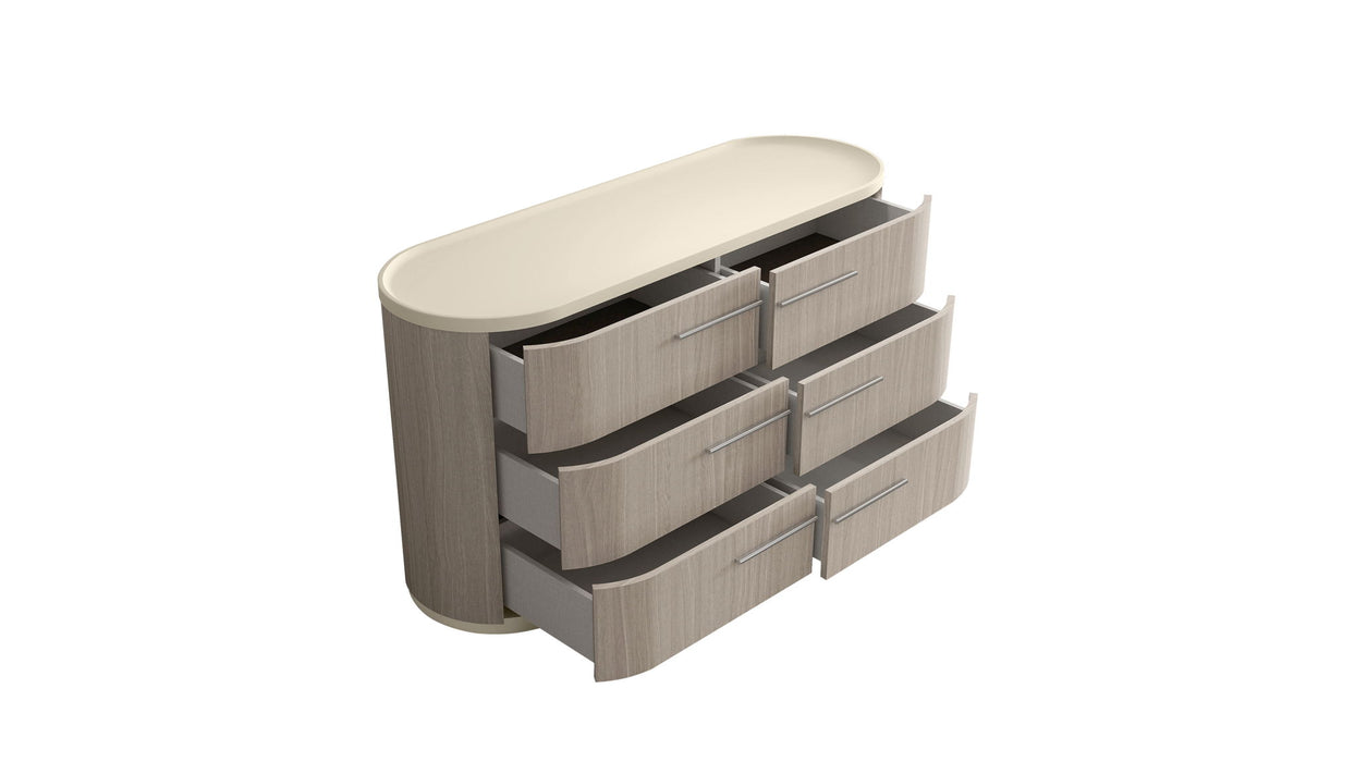 60" Wood Six Drawer Double Dresser - Beige