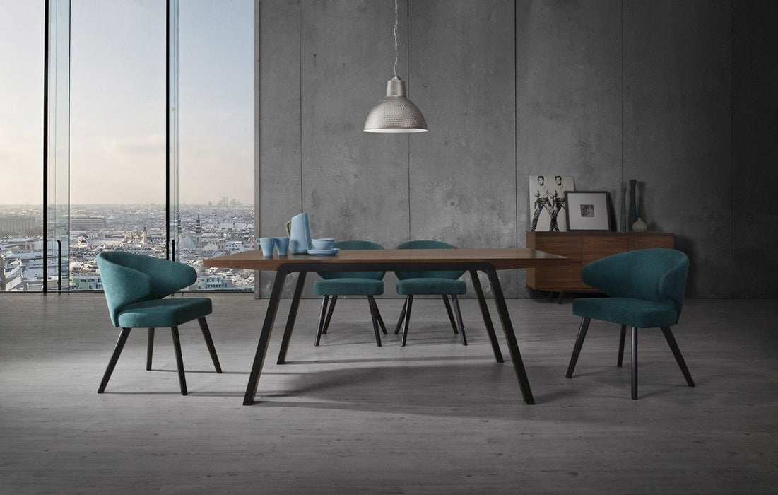 Upholstered Fabric Wing Back Dining Arm Chairs (Set of 2) - Teal Blue