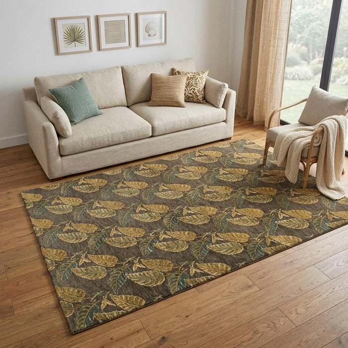 5' X 8' Floral Hand Knotted Area Rug (744155) - Brown / Gold / Gray