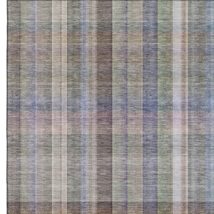 10' X 14' Plaid Washable Area Rug With UV Protection (648028) - Pewter / Purple
