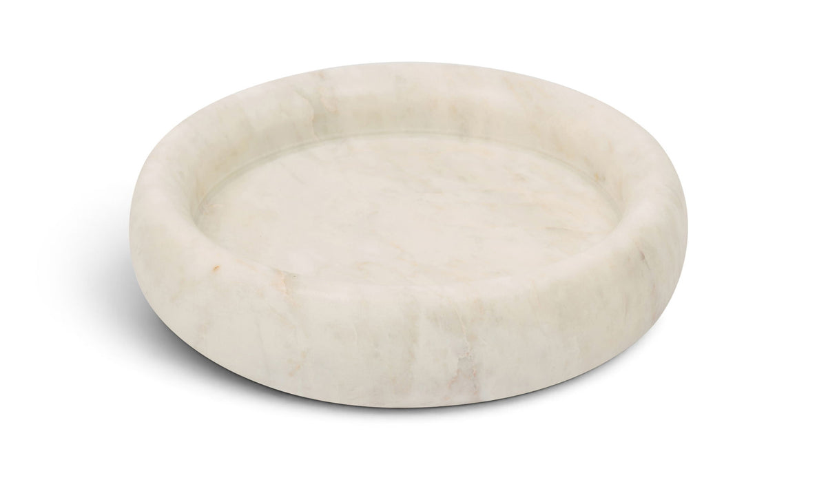 Marble tray by Meridian Furniture with a smooth, natural white and gray marble surface, perfect for elegant home decor accessories.
