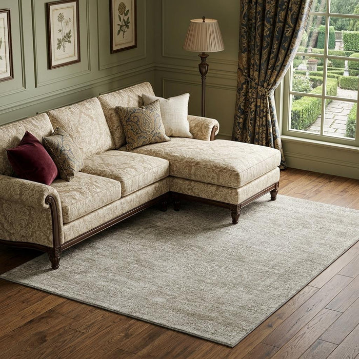 10' X 14' Abstract Washable Area Rug With UV Protection (688123) - Linen / Ivory