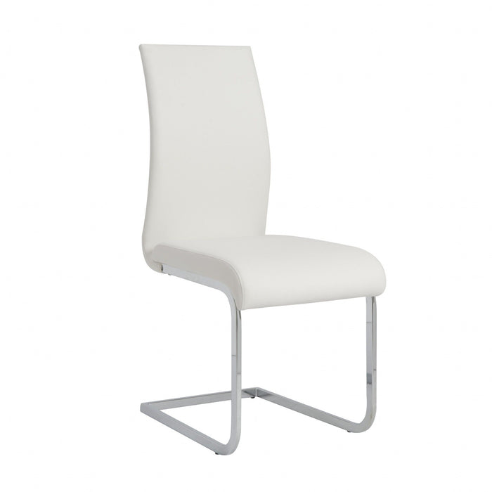Upholstered Leather Dining Side Chairs (Set of 4) - White