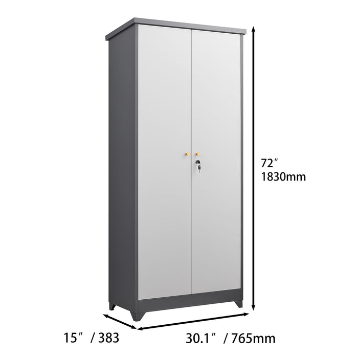 Large Giga outdoor cabinet with vertical design, shelves, secure lock, and spacious storage for outdoor organization.