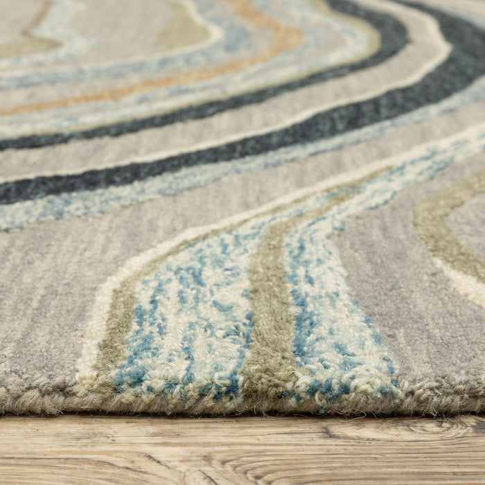 10' X 13' Wool Abstract Hand Tufted Area Rug - Gray And Blue