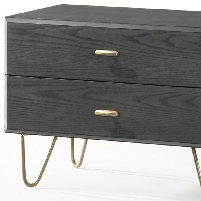 Contemporary Nightstand With Two Drawers - Gray And Gold
