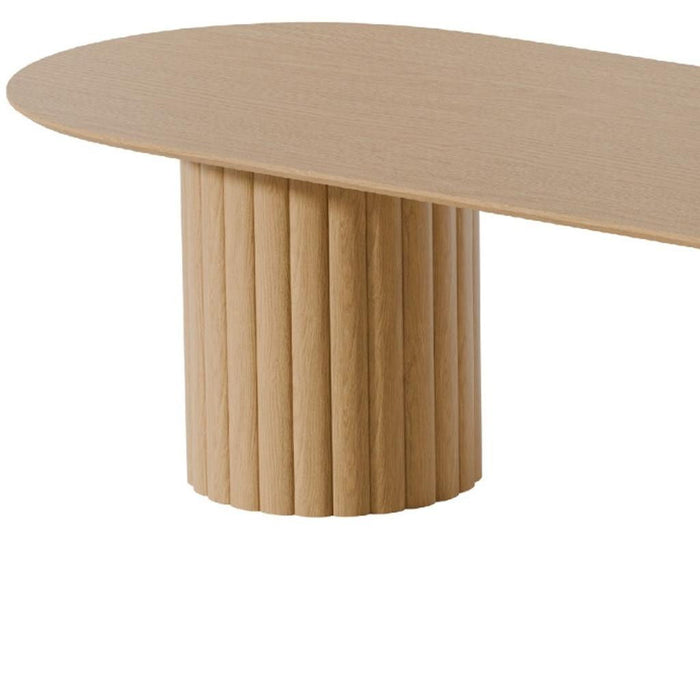 86" Wood Double Pedestal Base Oval Dining Table - Natural / Light Brown