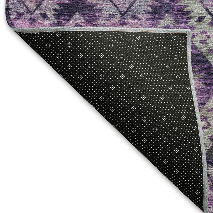 10' X 14' Washable Area Rug With UV Protection (695618) - Eggplant / Lavender / Gray