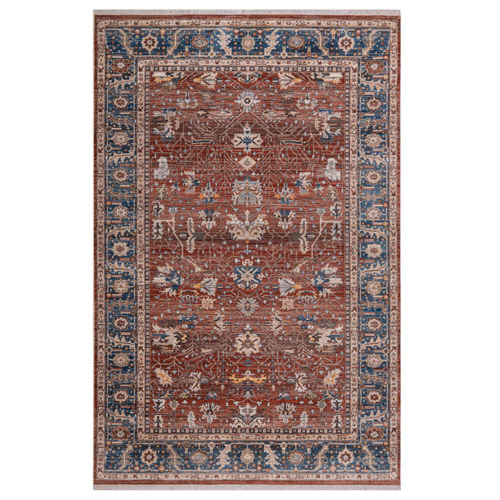 9' X 13' Oriental Area Rug With Fringe - Red