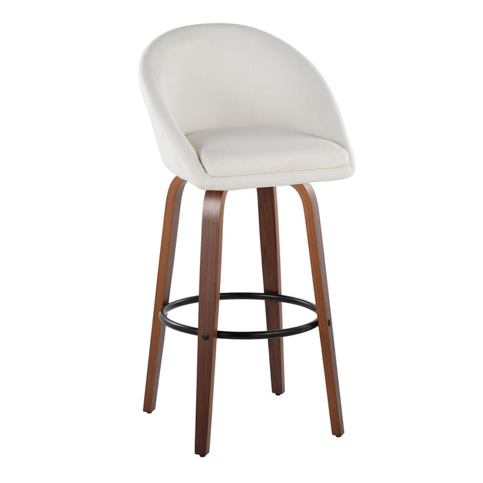 Matisse - 30" Highback Fixed-Height Barstool With Round Black Metal Footrest (Set of 2) - Walnut Wood