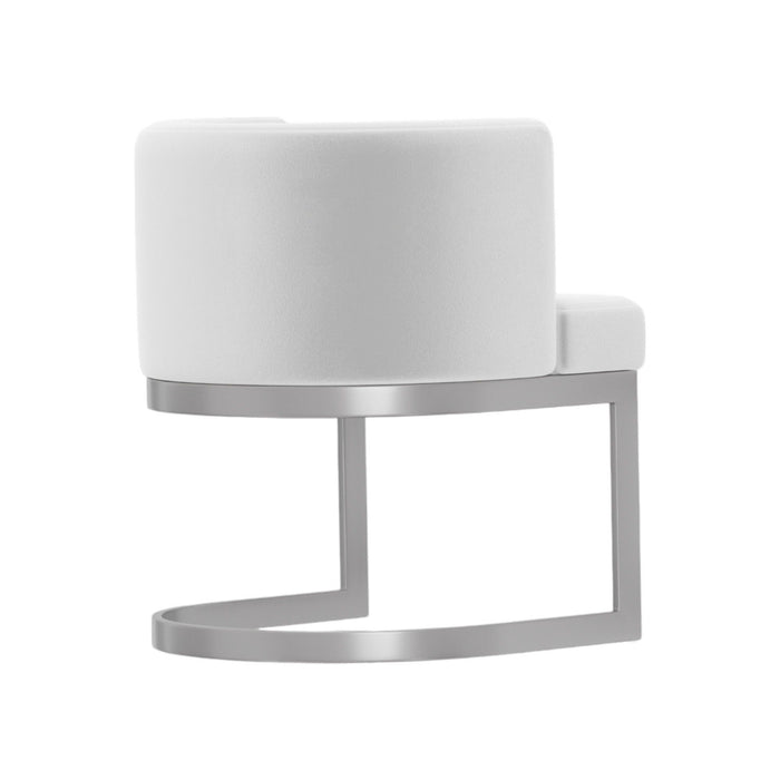 Upholstered Fabric Wing Back Dining Arm Chair - White