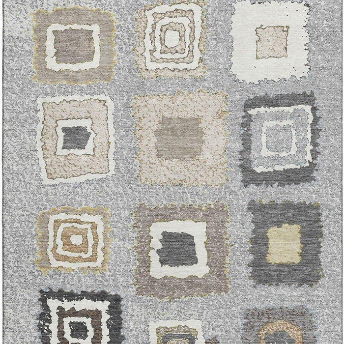10' X 14' Geometric Washable Area Rug With UV Protection (710999) - Gray / Ivory / Beige