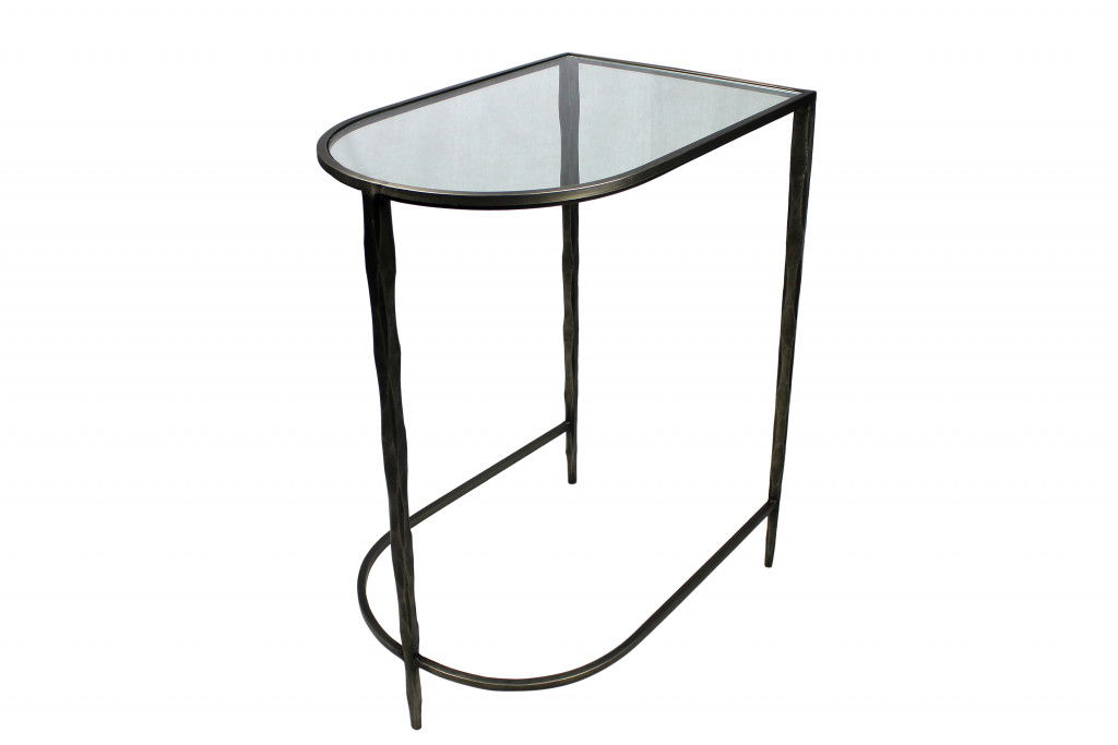 Glass Free Form Frame Console Table (Set of 2) - Clear And Gold