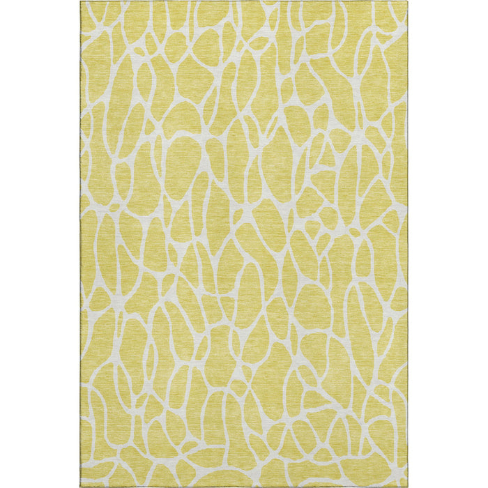 10' X 14' Geometric Washable Area Rug With UV Protection (680451) - Yellow / Ivory