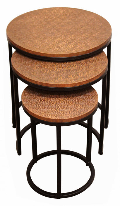 Round Nested Tables (Set of 3) - Black And Copper