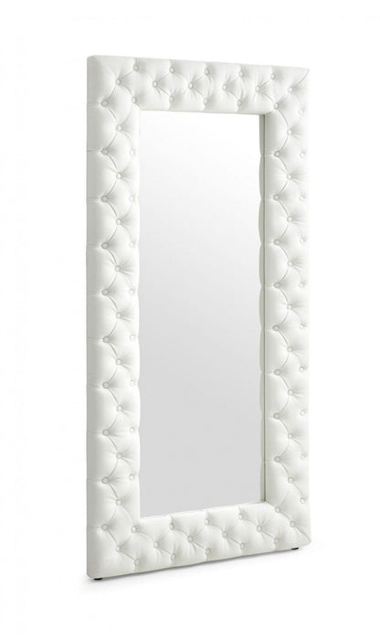 80" Faux Leather Framed Leaning Accent Mirror - White