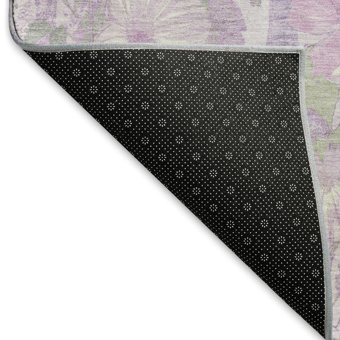 10' X 14' Floral Washable Area Rug With UV Protection (694116) - Lavender / Ivory