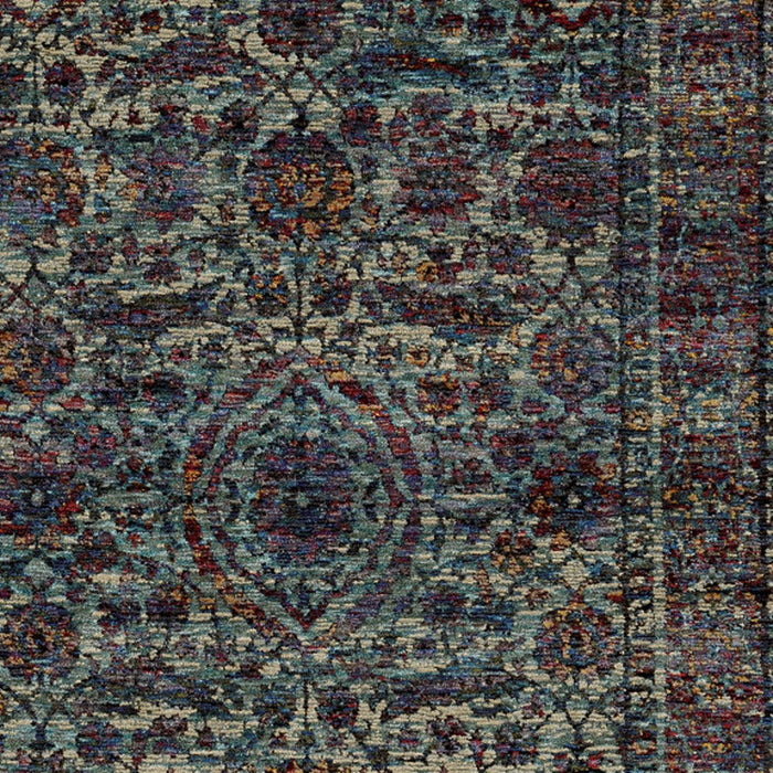 9' x 12' Oriental Power Loom Area Rug - Blue And Purple