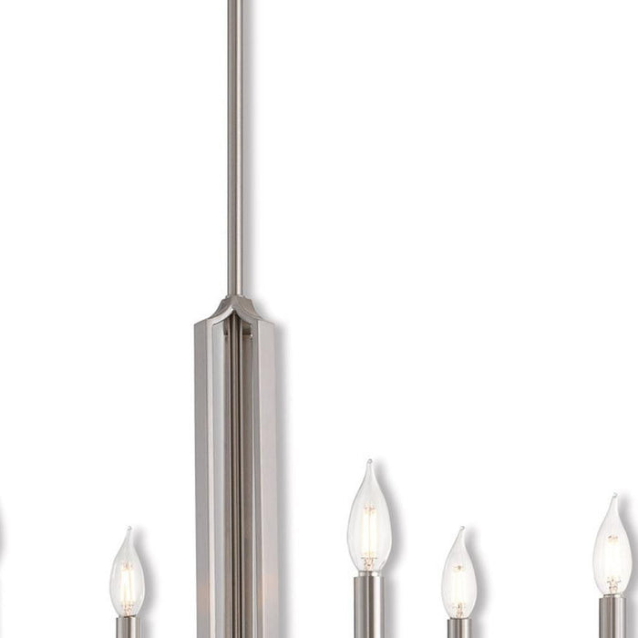 27" Six-Light Dimmable Chandelier With Shades - Nickel