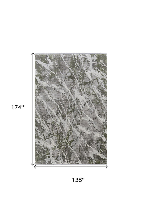 12' X 15' Abstract Power Loom Area Rug Viscose With Fringe - Taupe And Gray