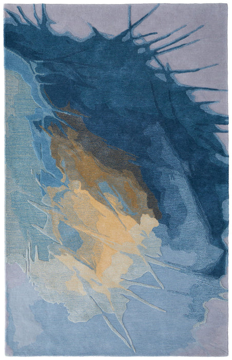 5' X 8' Bohemian Abstract Hand Tufted Area Rug - Blue