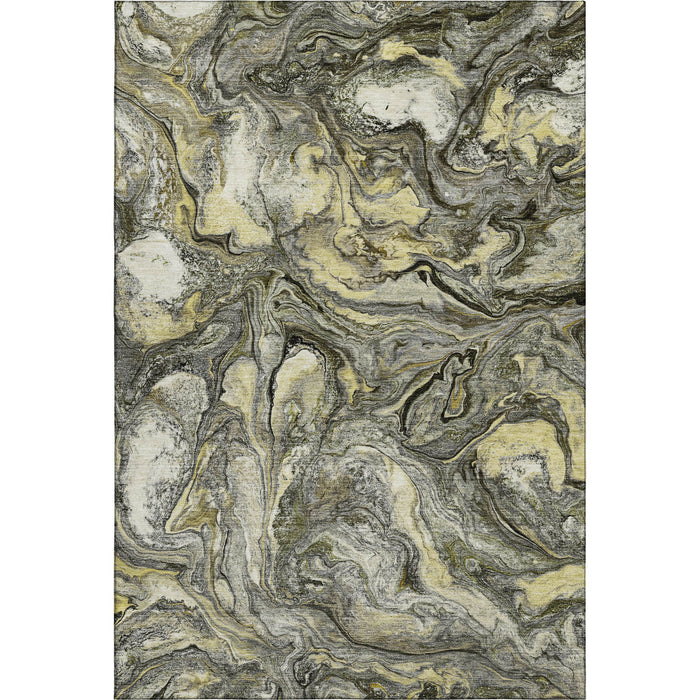 10' X 14' Abstract Washable Area Rug With UV Protection (714727) - Pewter / Gold
