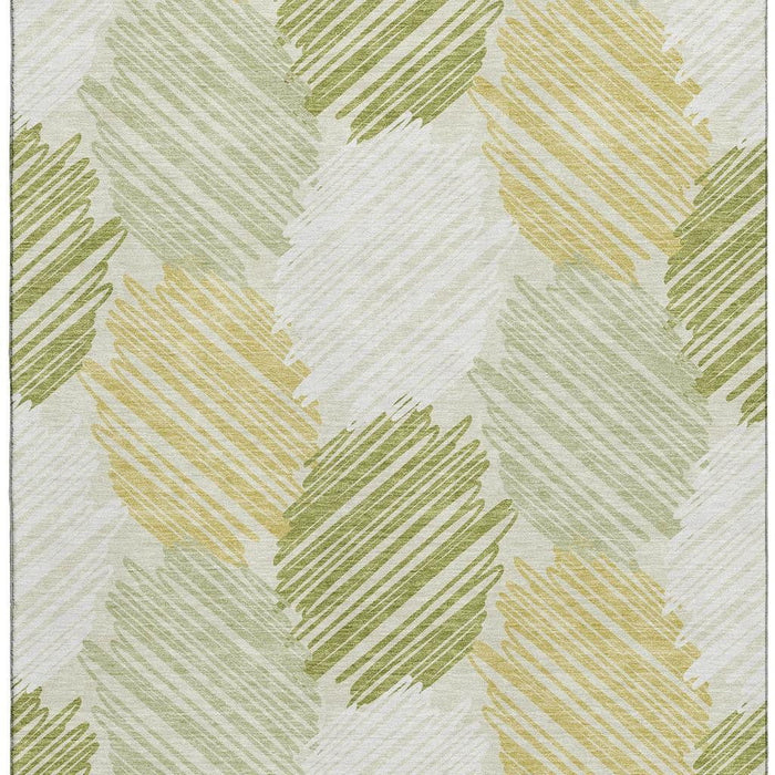 10' X 14' Geometric Washable Area Rug With UV Protection (708898) - Green / Ivory / Gray