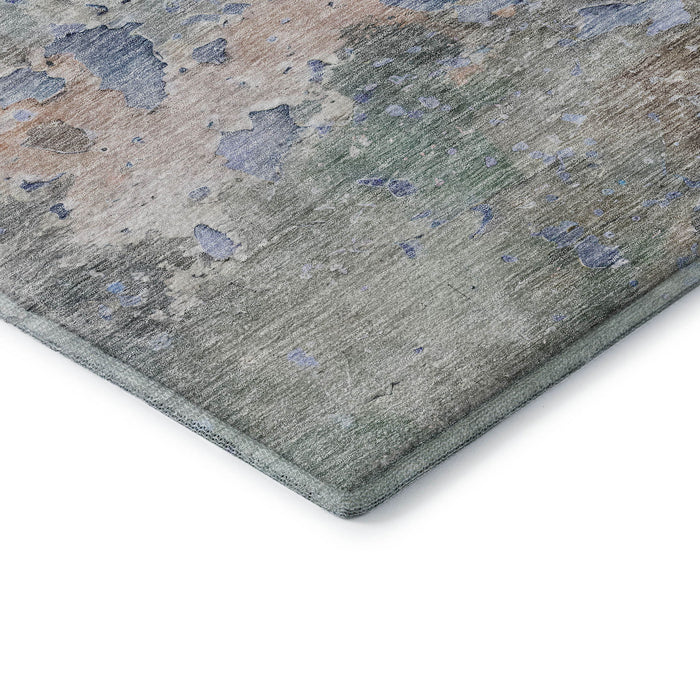 10' X 14' Abstract Washable Area Rug With UV Protection (692214) - Taupe / Blue / Gray