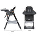 Giga adjustable baby high chair with safety belt, portable infant feeding seat, arm chair design, silent lockable wheels.