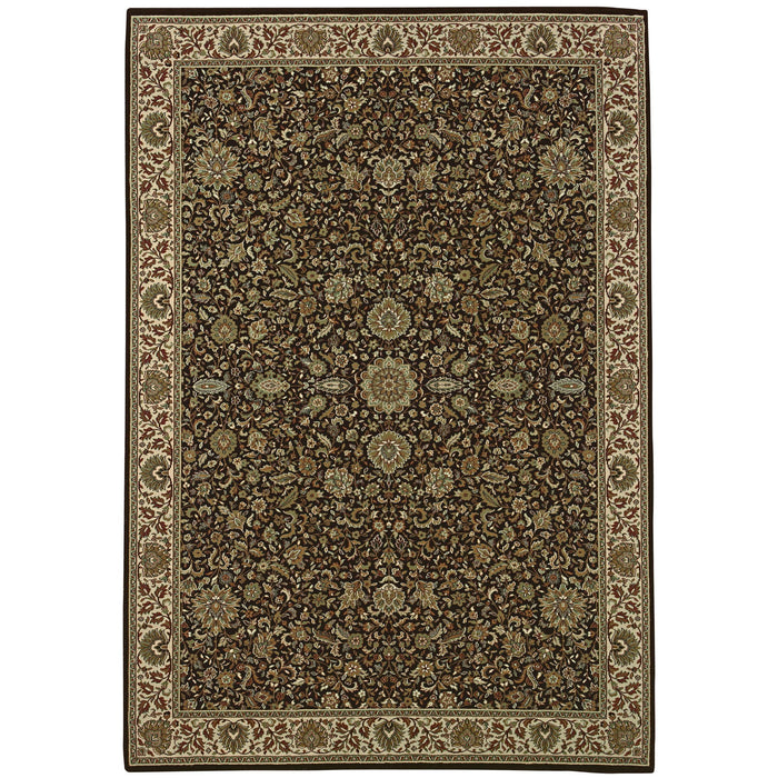 8' Oriental Square Rug - Brown / Ivory