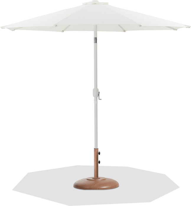 Fiji - Aluminum Patio Umbrella With Round Teak And White Base