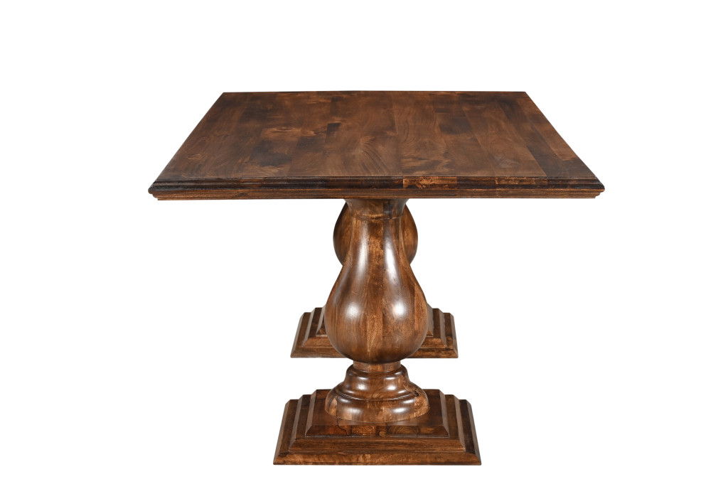 75" Wood Double Pedestal Base Dining Table - Dark Brown
