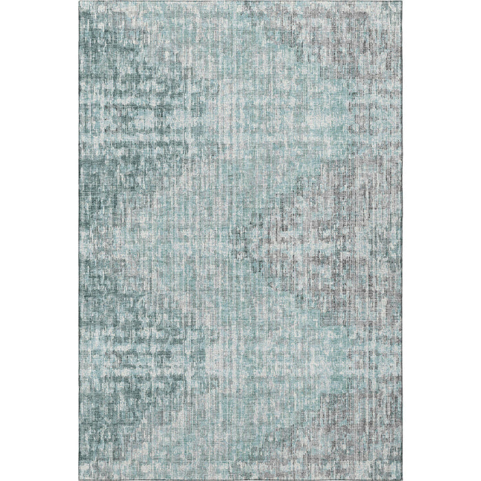10' X 14' Geometric Washable Area Rug With UV Protection (710485) - Teal / Gray