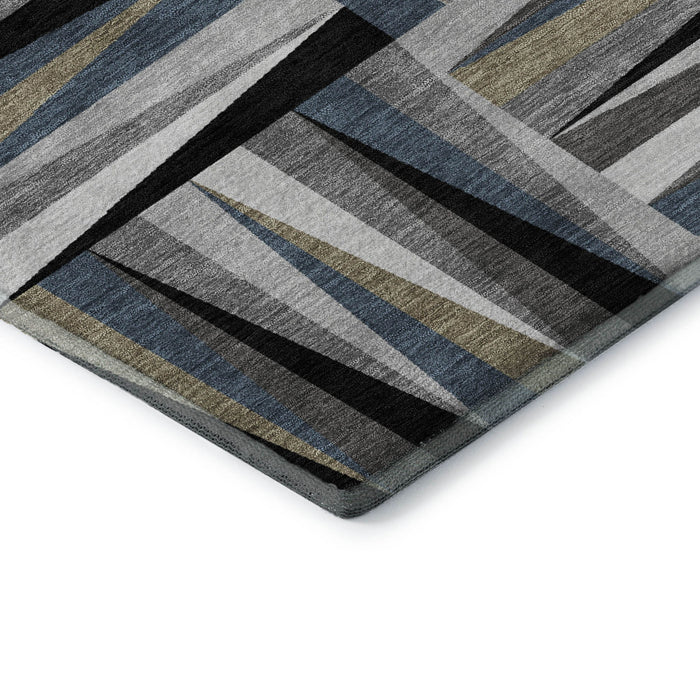 10' X 14' Geometric Washable Area Rug With UV Protection (679402) - Black / Beige / Ivory