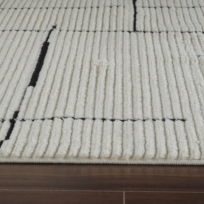 7.9' x 7.9' Abstract Distressed Area Rug - Cream And Green