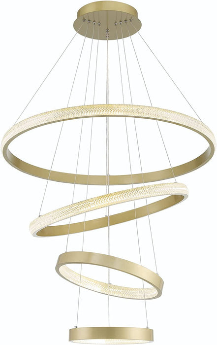 Candle Style Four Light Metal LED Dimmable Chandelier - Gold