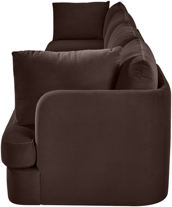 Meridian Furniture Hammond velvet performance fabric 4-piece sectional sofa with upholstered cushions and modern design.