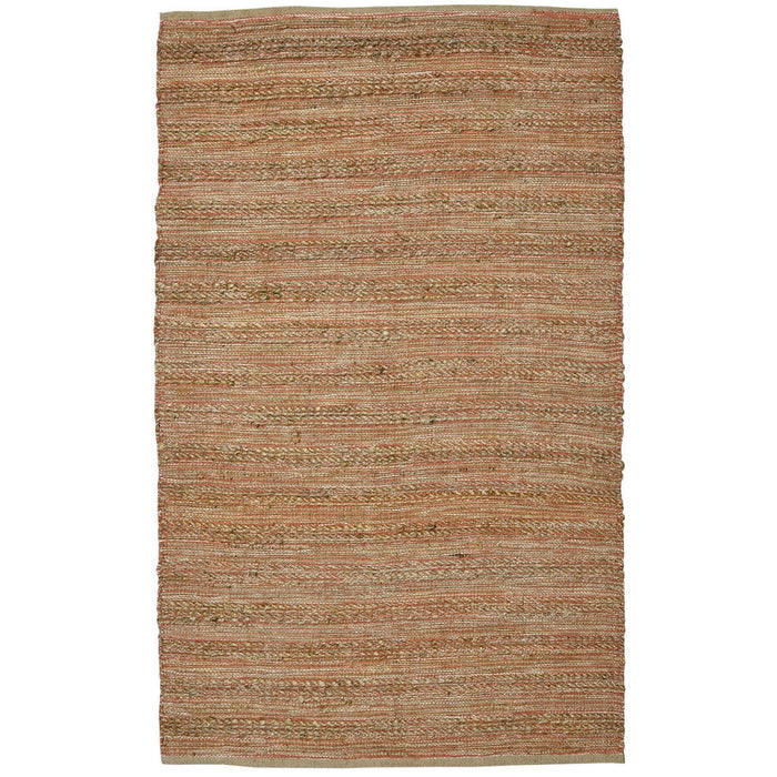 8' X 10' Jute Striped Flatweave Handmade Area Rug - Brown And Brick