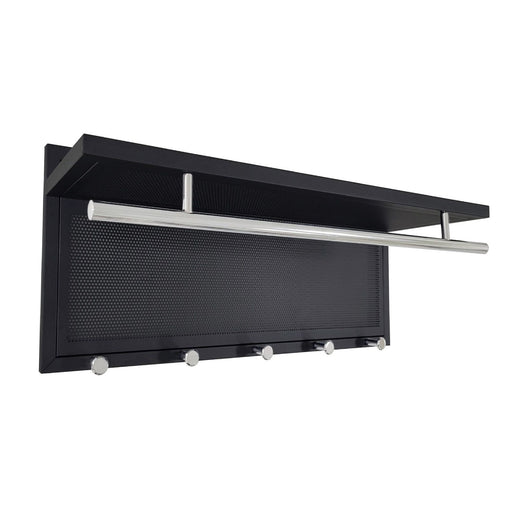 Giga Esyspot wall mounted coat rack with hook and shelf, featuring a sleek design and wooden finish for organized entryway storage.