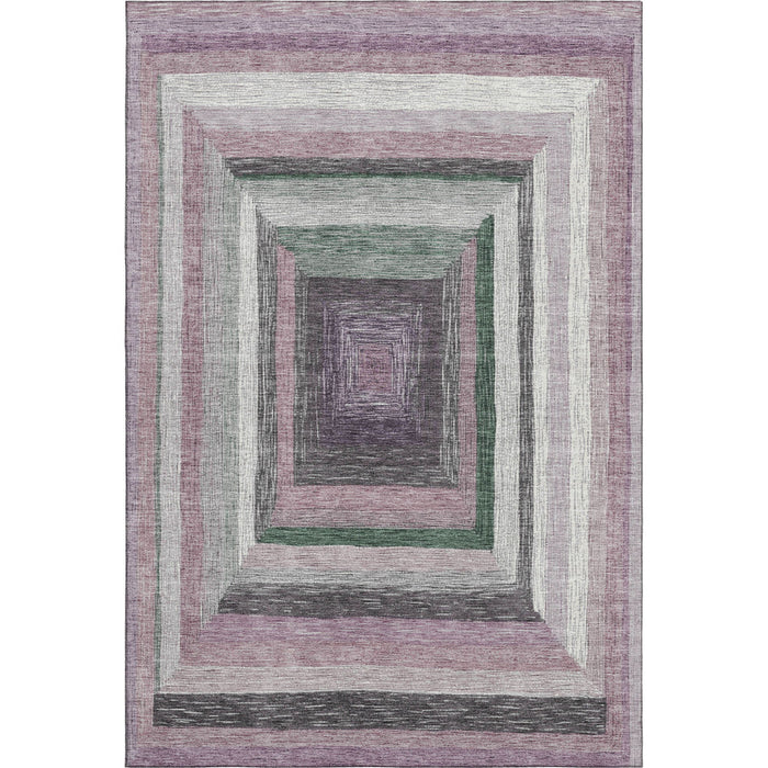 10' X 14' Geometric Washable Area Rug With UV Protection (709324) - Blush / Ivory / Charcoal