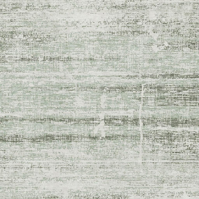 9' X 12' Abstract Washable Area Rug With UV Protection - Sage / Ivory
