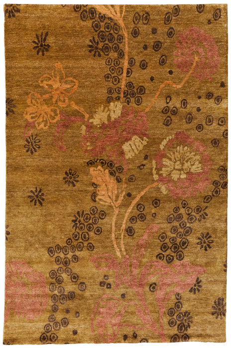 8' X 10' Wool Floral Hand Knotted Area Rug (744291) - Green / Brown / Orange