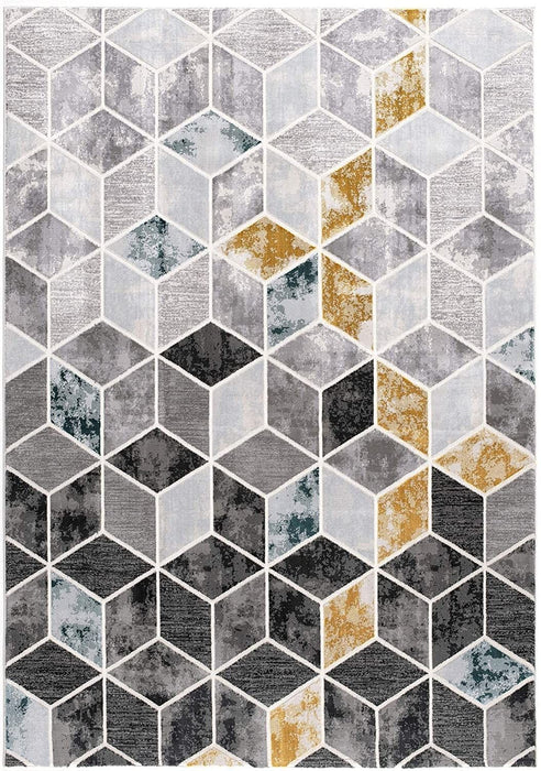 7.7' x 10.7' Geometric Power Loom Area Rug - Gray