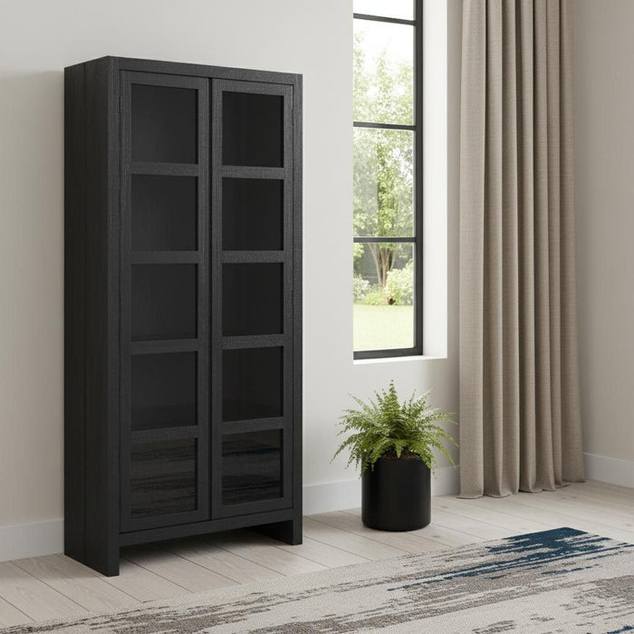 Distressed Solid Wood Frame Accent Cabinet With Two Doors - Graphite