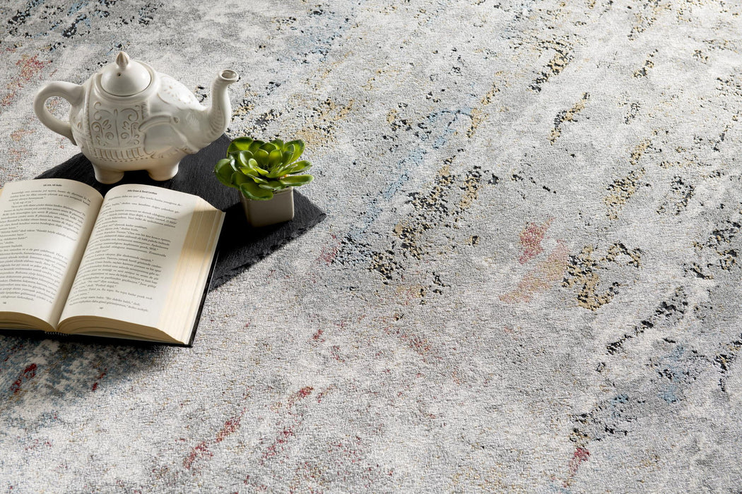 9.2' x 12.5' Abstract Washable Non Skid Area Rug - Gray