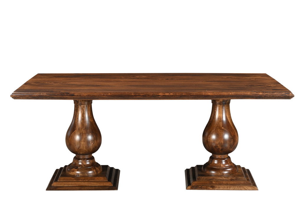 75" Wood Double Pedestal Base Dining Table - Dark Brown